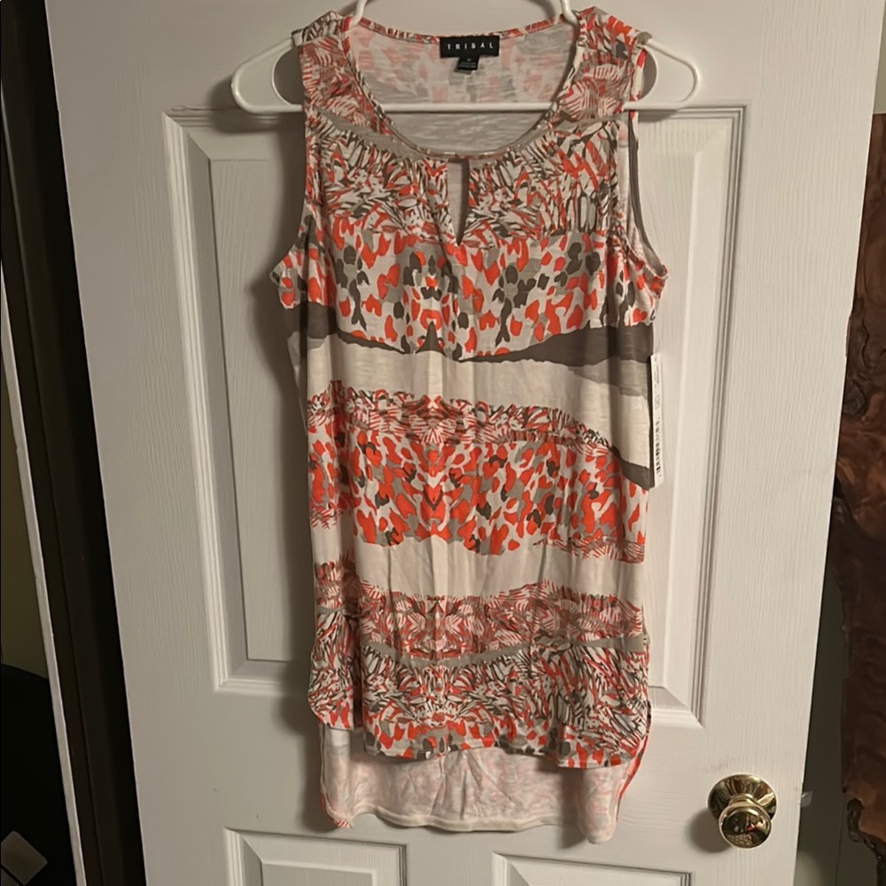 Tribal Women's Tank Top - Orange and Cream Pattern